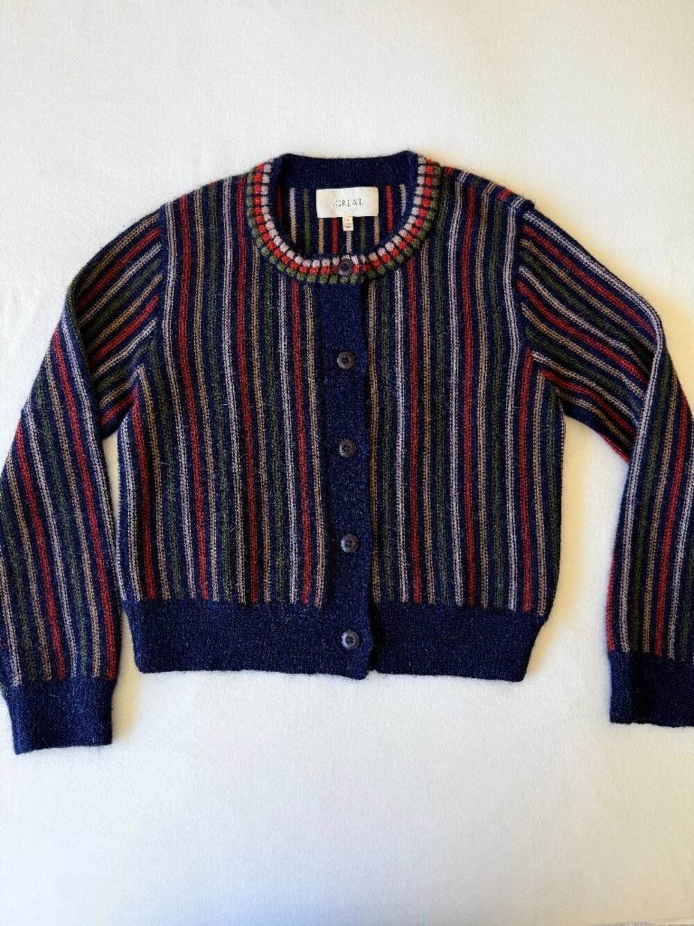 The GREAT. Navy Stripe Cardigan - Picture 7 of 12